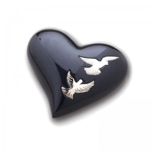 Keepsake Heart (Anthracite with Birds Design)